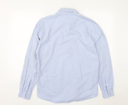 Dunnes Mens Blue  Cotton  Button-Up Size M Collared Button