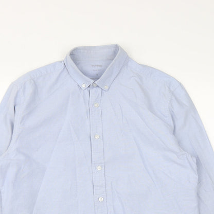 Dunnes Mens Blue  Cotton  Button-Up Size M Collared Button
