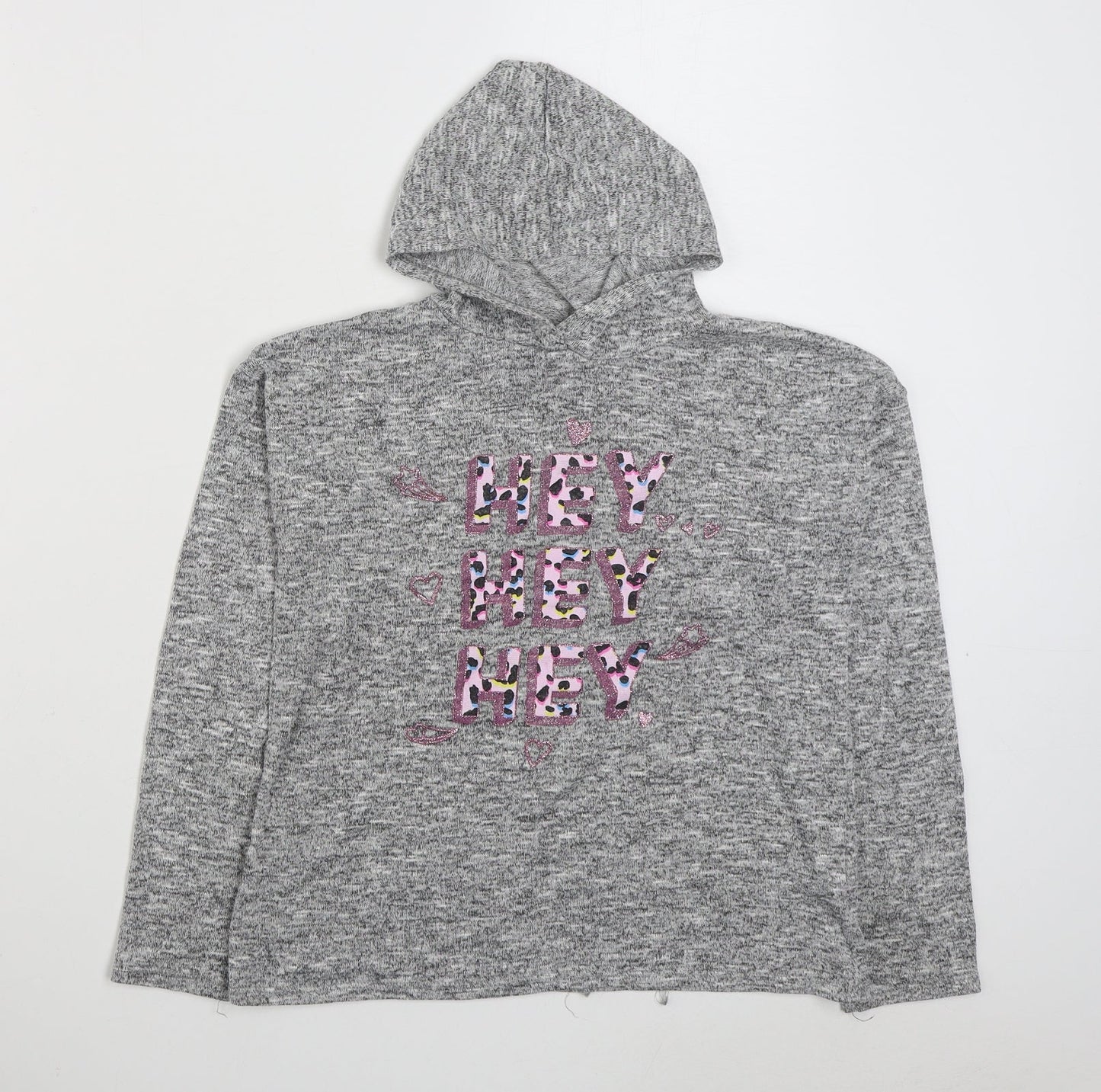 Matalan Girls Grey  Polyester Pullover Hoodie Size 11 Years  Pullover