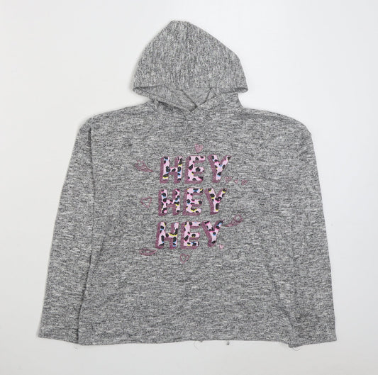 Matalan Girls Grey  Polyester Pullover Hoodie Size 11 Years  Pullover