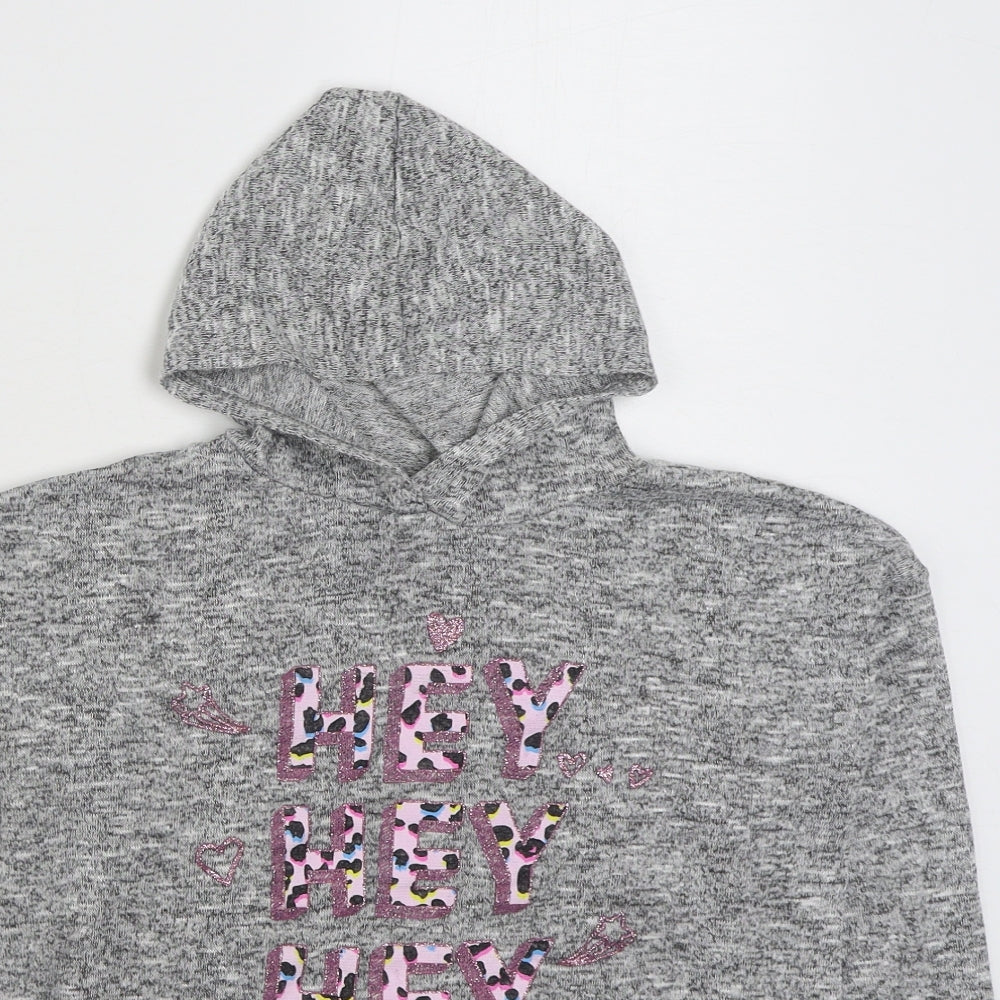 Matalan Girls Grey  Polyester Pullover Hoodie Size 11 Years  Pullover