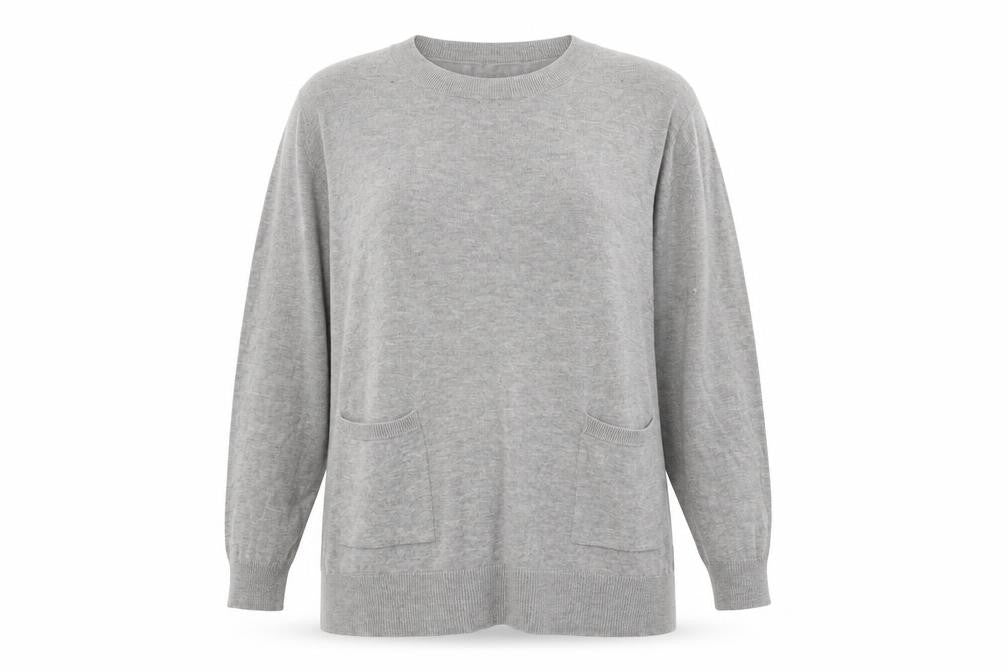 Gallery Womens Grey Round Neck  Viscose Pullover Jumper Size L