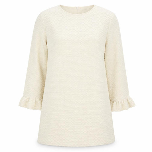 Zara Womens Ivory  Polyester Sheath  Size L  Round Neck Zip