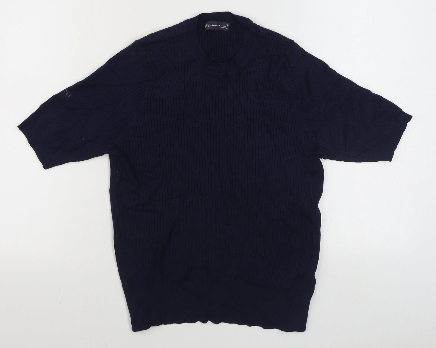 Marks and Spencer Womens Blue Round Neck  Viscose Pullover Jumper Size 18