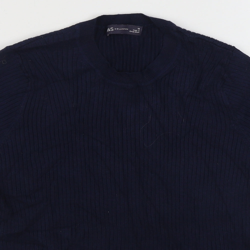 Marks and Spencer Womens Blue Round Neck  Viscose Pullover Jumper Size 18
