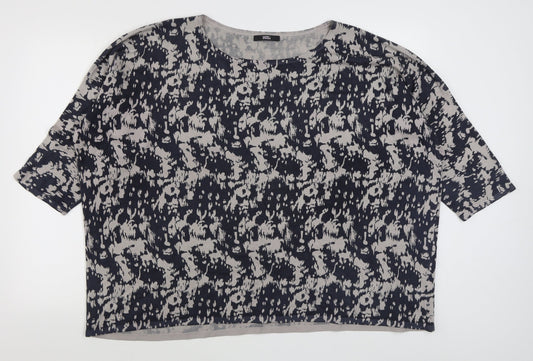 Marks and Spencer Womens Blue Boat Neck Geometric Acrylic Pullover Jumper Size 20