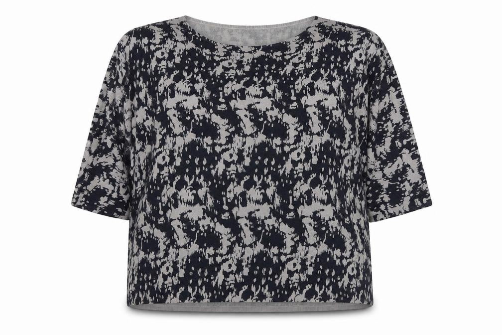 Marks & Spencer Womens Blue Boat Neck Geometric Acrylic Pullover Jumper Size 20