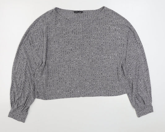 SheIn Womens Grey Boat Neck  Polyester Pullover Jumper Size XL