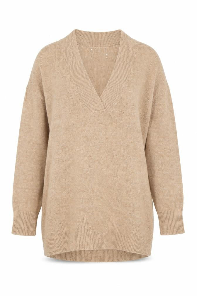 NEXT Womens Brown V-Neck  Nylon Pullover Jumper Size S