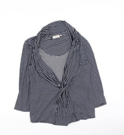 Country Casuals Womens Beige Striped Viscose Basic Blouse Size M Round Neck