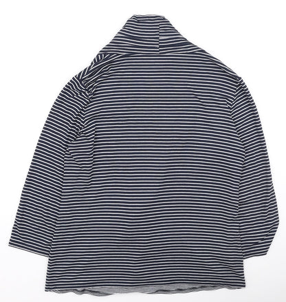 Country Casuals Womens Beige Striped Viscose Basic Blouse Size M Round Neck