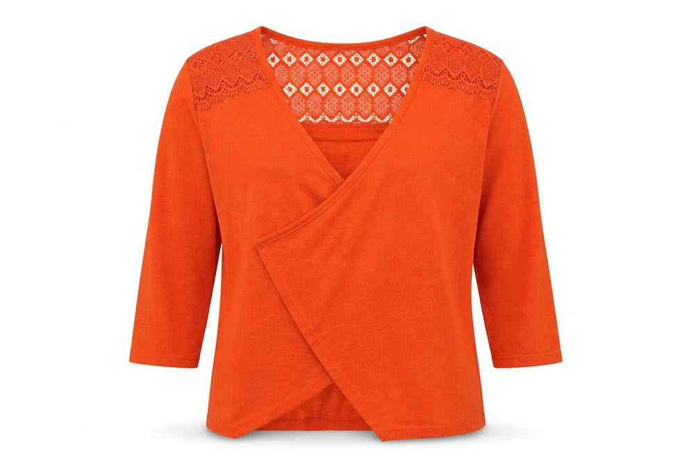 George  Womens Orange V-Neck  Polyester Cardigan Jumper Size S