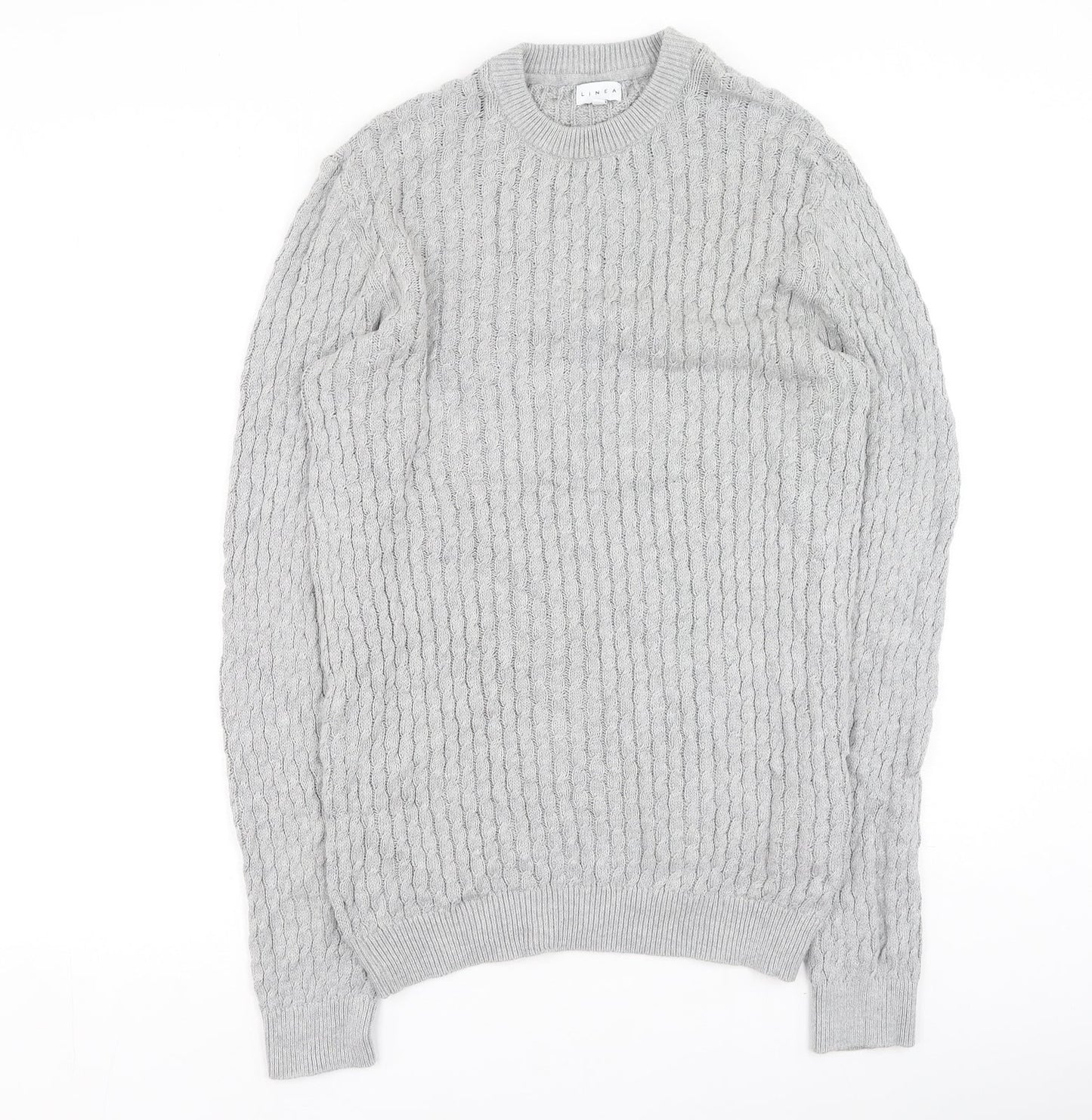 House of Fraser Womens Grey Round Neck  Cotton Pullover Jumper Size S