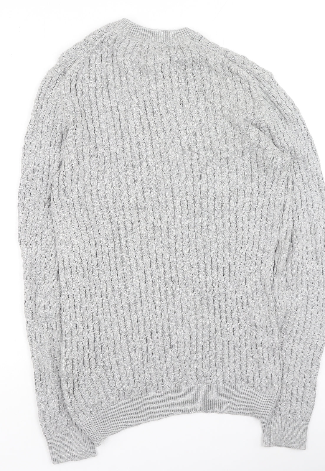 House of Fraser Womens Grey Round Neck  Cotton Pullover Jumper Size S