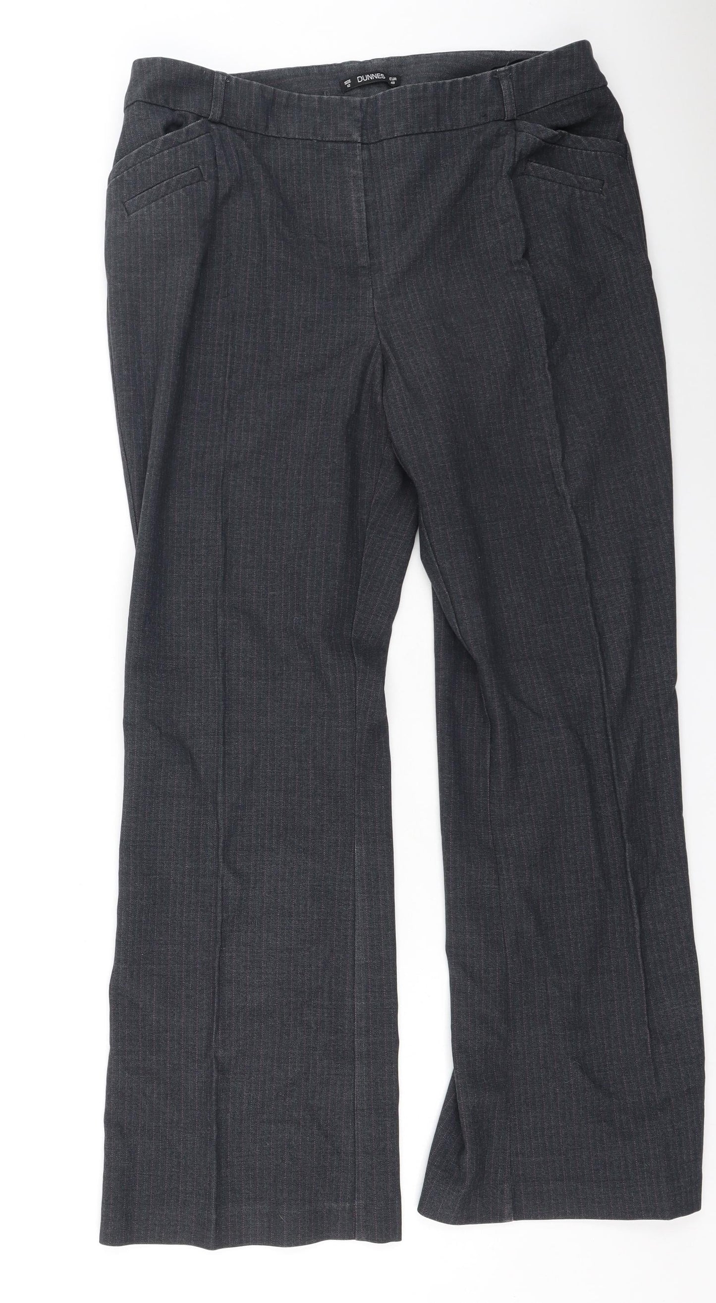 Dunnes Stores Womens Grey  Polyester Trousers  Size 12 L29 in Regular