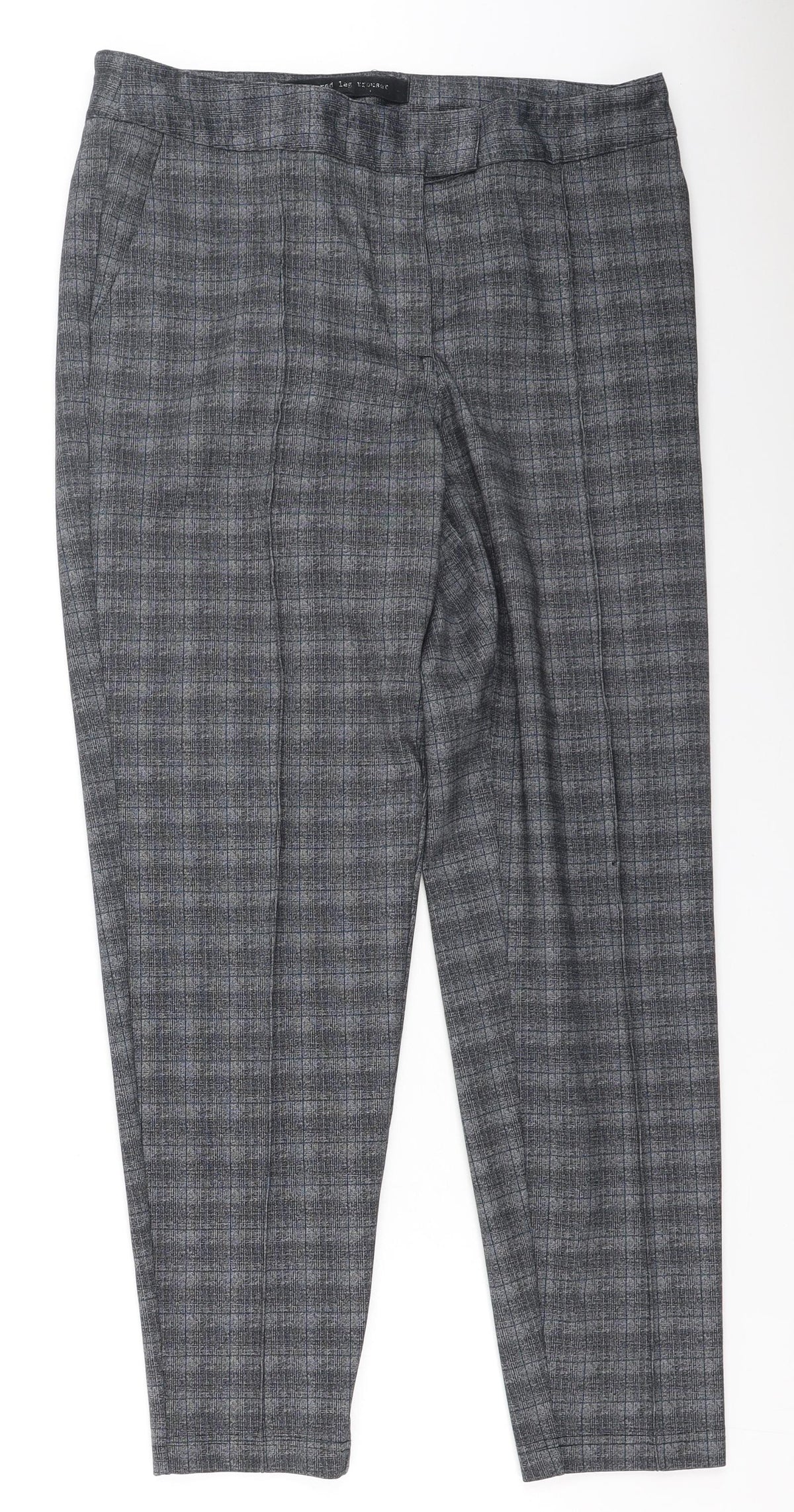 NEXT Womens Grey Plaid Polyester Trousers  Size 12 L28 in Regular