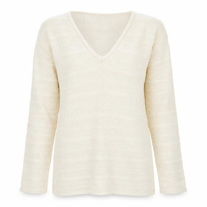 Willi Smith Womens Beige V-Neck  Cotton Pullover Jumper Size S