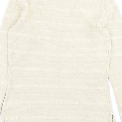 Willi Smith Womens Beige V-Neck  Cotton Pullover Jumper Size S