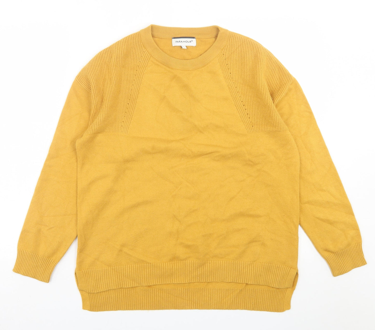Paramour Womens Yellow Crew Neck  Viscose Pullover Jumper Size L