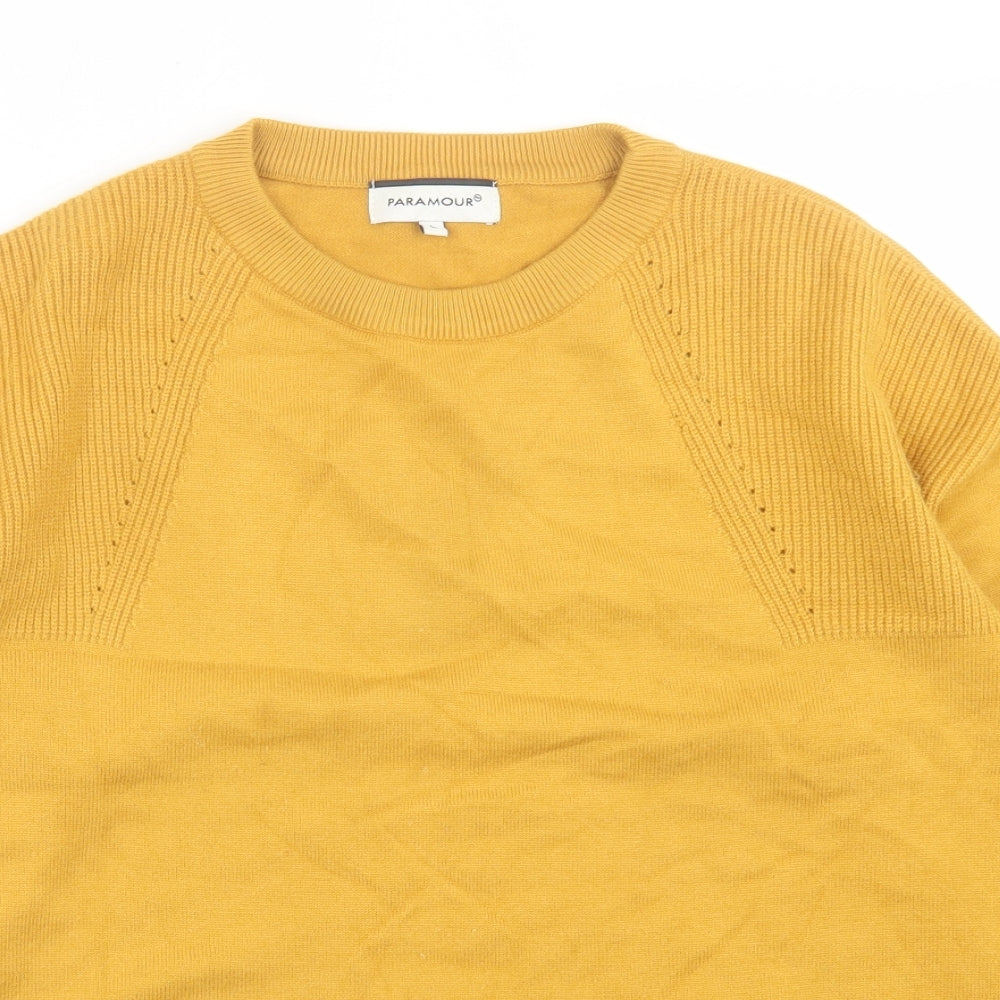 Paramour Womens Yellow Crew Neck  Viscose Pullover Jumper Size L