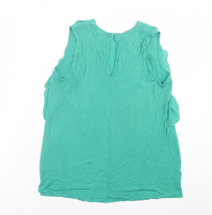Warehouse Womens Green  Polyester Basic Tank Size 12 Crew Neck