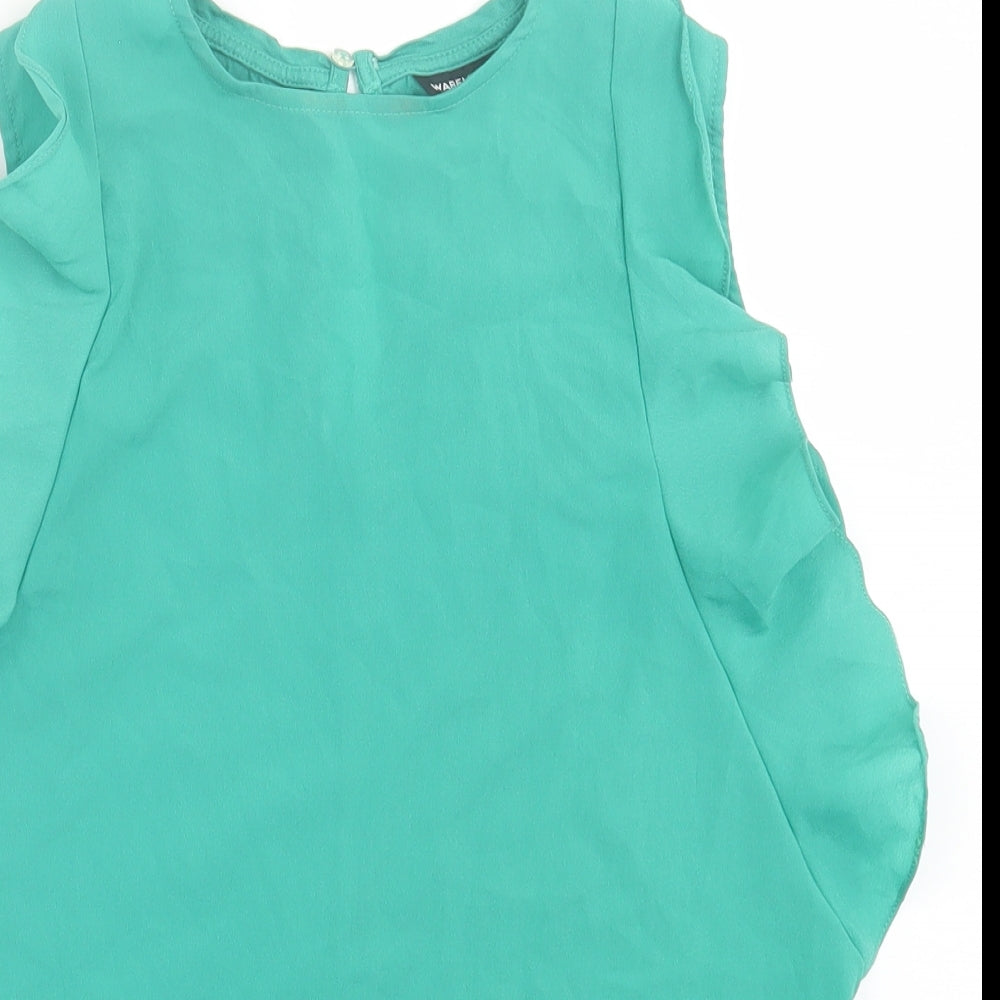 Warehouse Womens Green  Polyester Basic Tank Size 12 Crew Neck