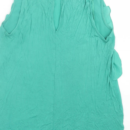 Warehouse Womens Green  Polyester Basic Tank Size 12 Crew Neck