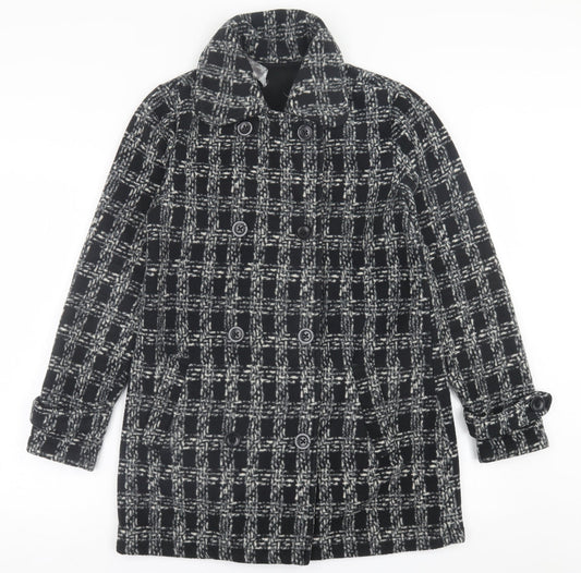 Effecti moda Womens Black Plaid  Jacket  Size S  Button