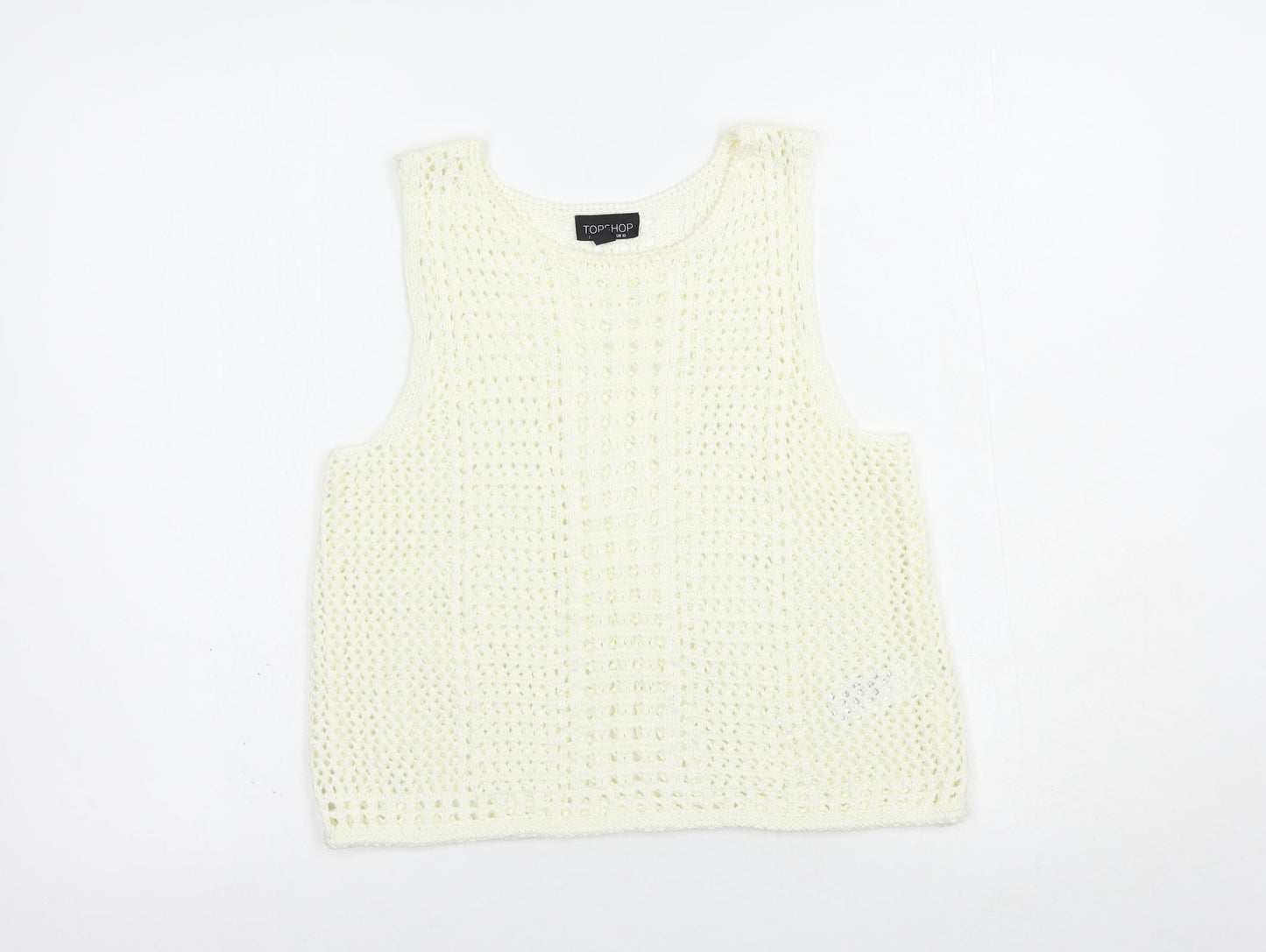 Topshop Womens Ivory  Acrylic Basic Tank Size 10 Round Neck