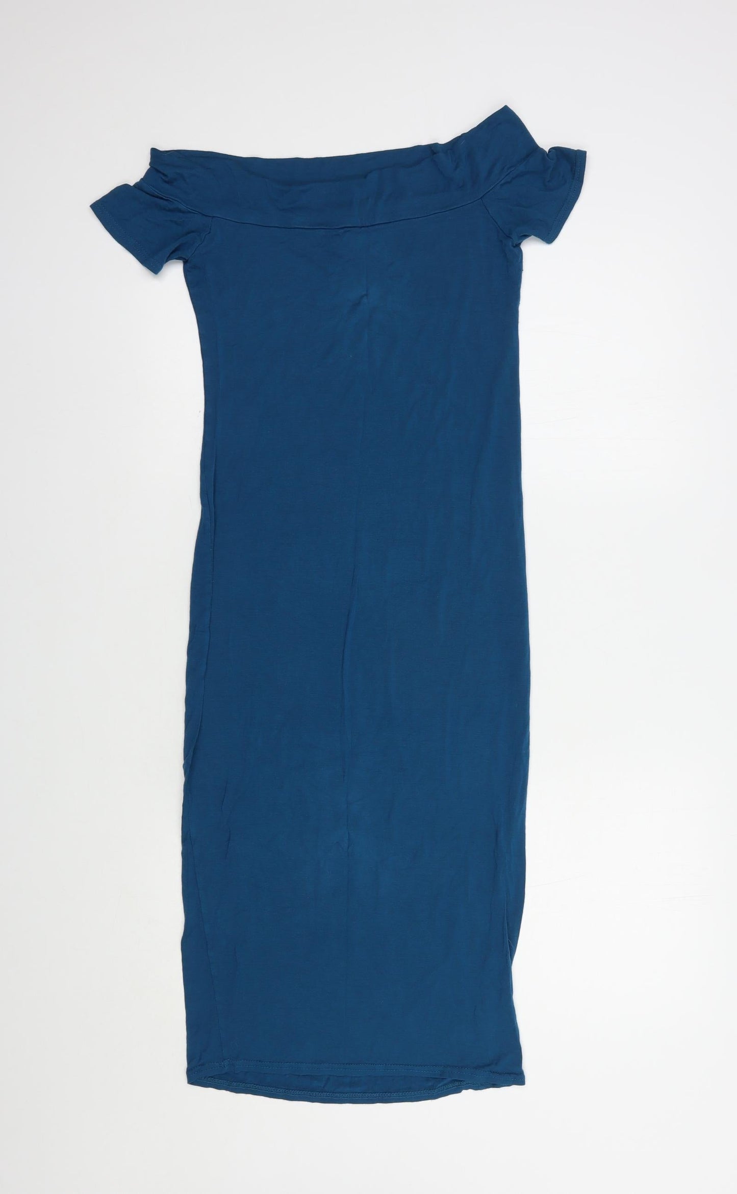 Style Womens Blue  Viscose Bodycon  Size S  Off the Shoulder Pullover