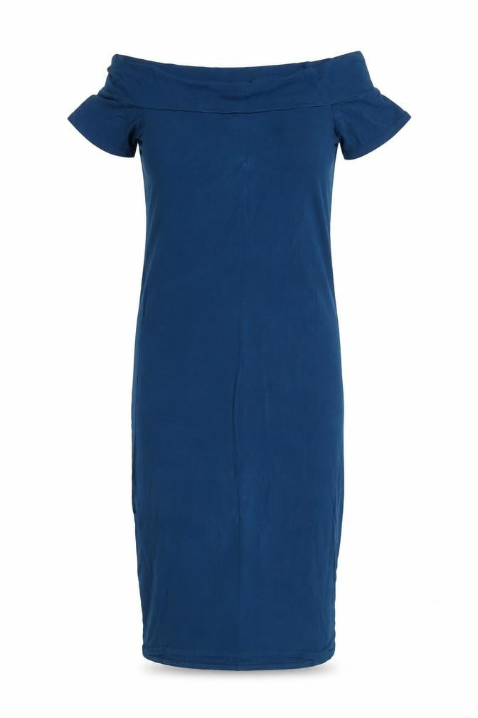 Style Womens Blue  Viscose Bodycon  Size S  Off the Shoulder Pullover