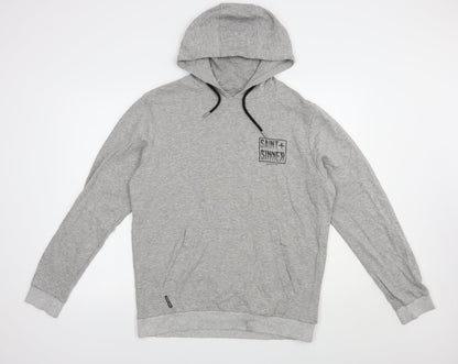 Preloved Saint+Sinner Mens Grey  Cotton Pullover Hoodie Size S - Front