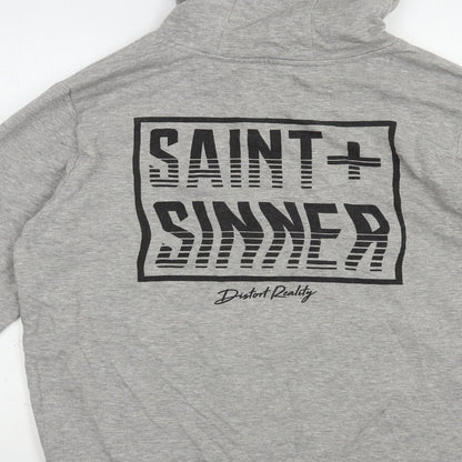 Preloved Saint+Sinner Mens Grey  Cotton Pullover Hoodie Size S - Label