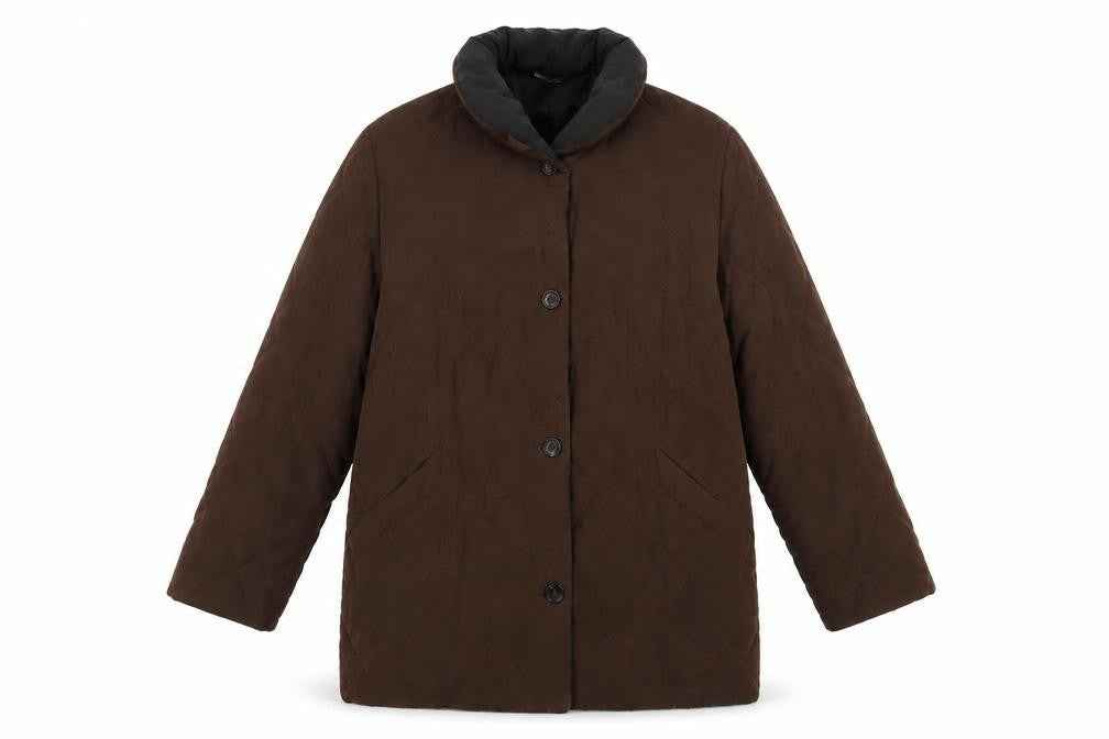 Concept UK Womens Brown   Quilted Coatigan Size 12  Button