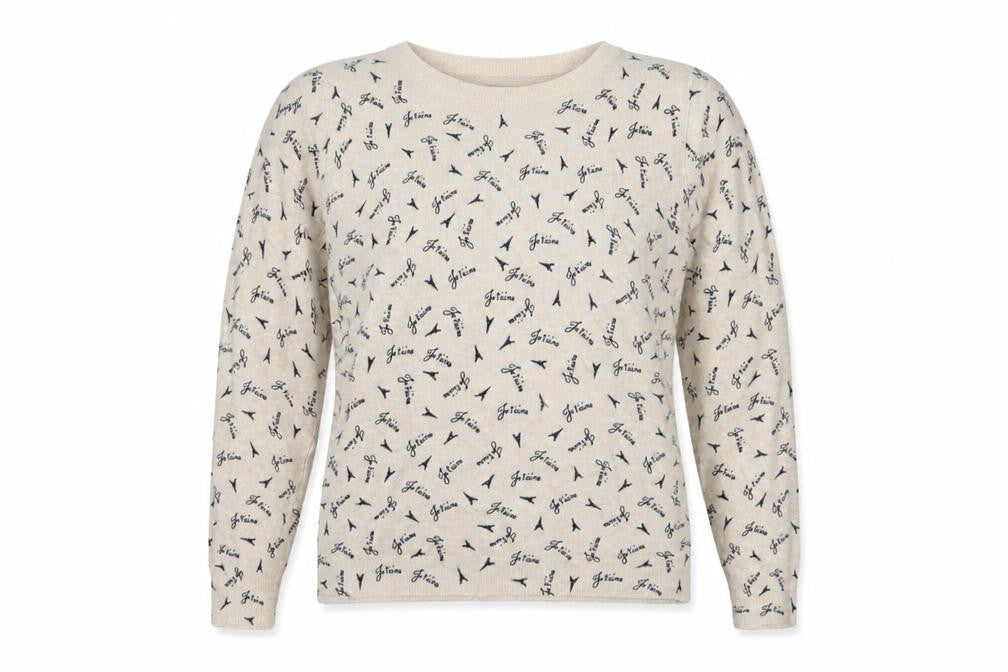 Marks & Spencer Womens Beige Crew Neck Geometric Viscose Pullover Jumper Size 14   - Paris