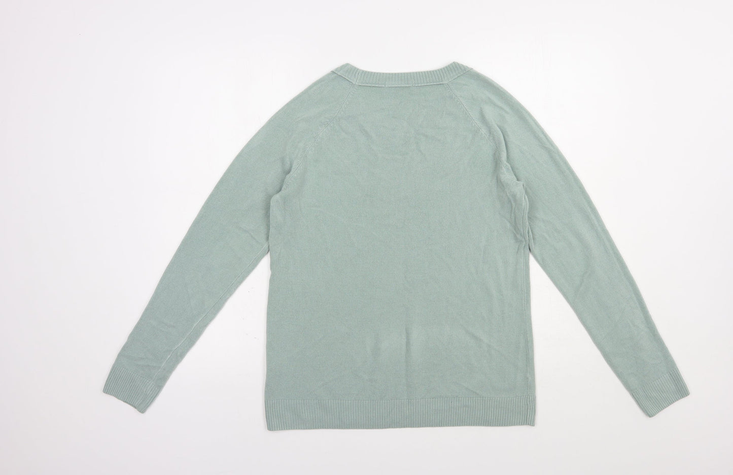 TU Womens Green Scoop Neck  Acrylic Pullover Jumper Size 14