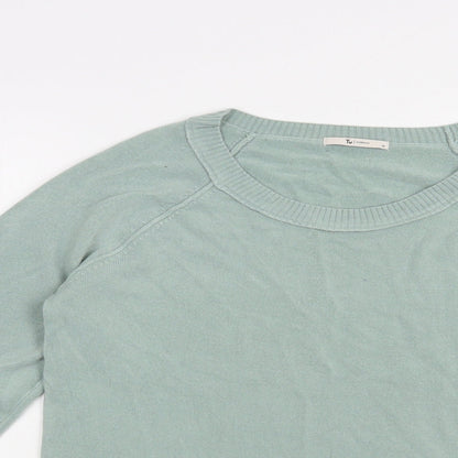 Preloved TU Womens Green Scoop Neck  Acrylic Pullover Jumper Size 14 - Detail