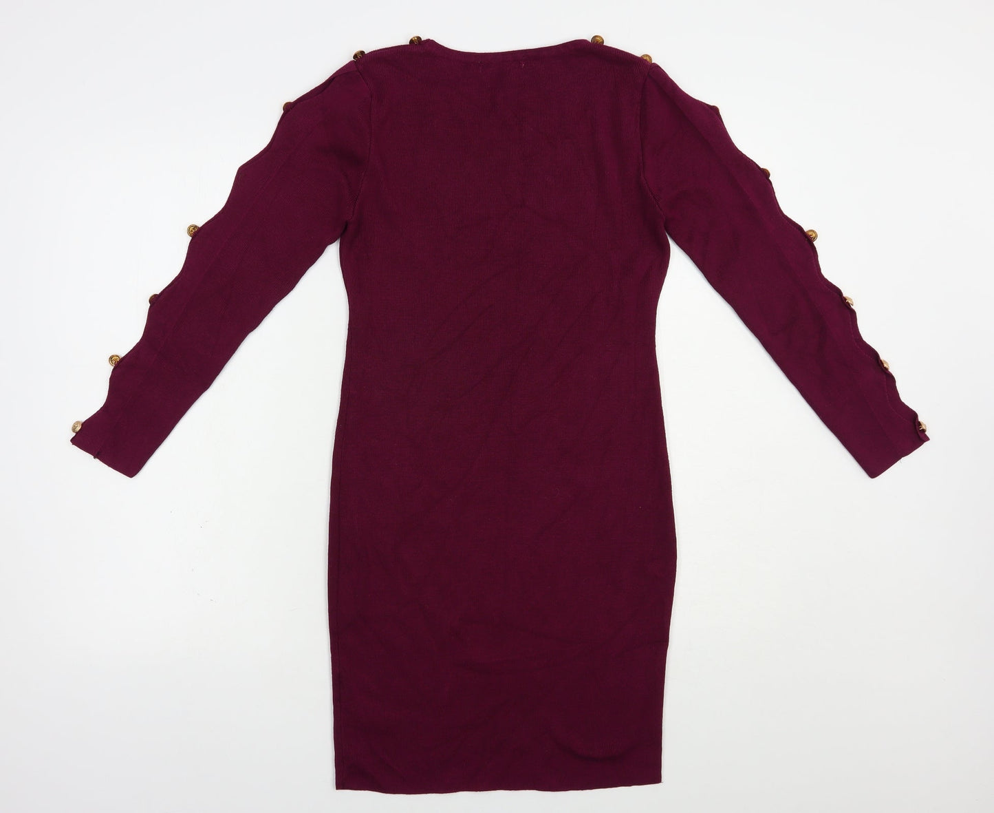 Preworn Womens Purple  Cotton Bodycon  Size M  Crew Neck Pullover