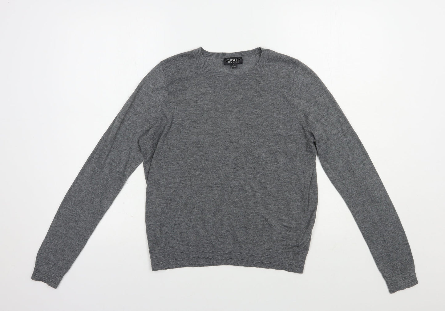Topshop Womens Grey Crew Neck  Polyester Pullover Jumper Size 12