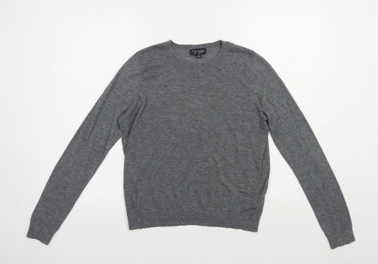 Topshop Womens Grey Crew Neck  Polyester Pullover Jumper Size 12