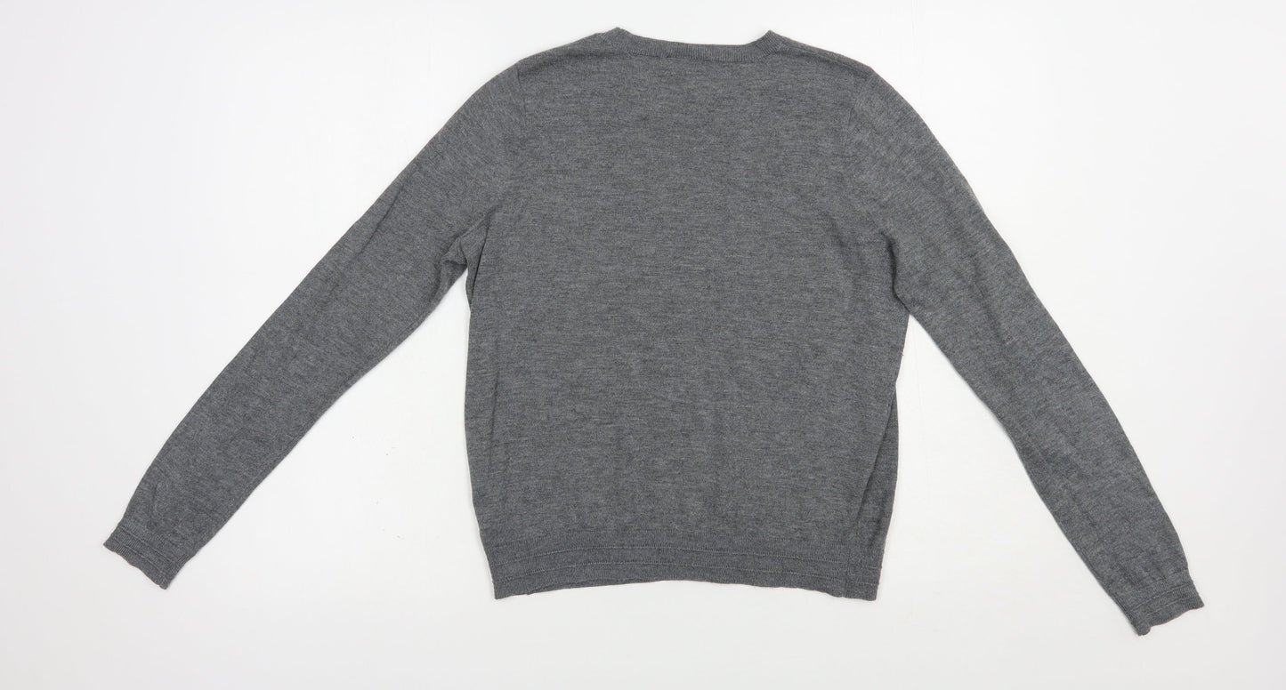 Topshop Womens Grey Crew Neck  Polyester Pullover Jumper Size 12