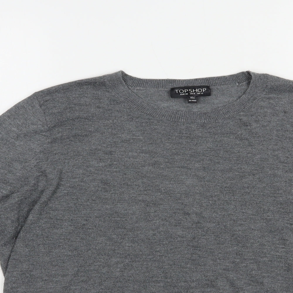 Topshop Womens Grey Crew Neck  Polyester Pullover Jumper Size 12