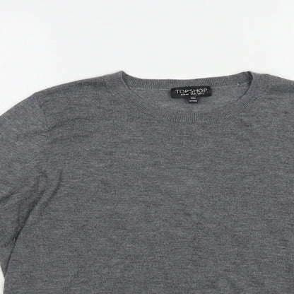 Topshop Womens Grey Crew Neck  Polyester Pullover Jumper Size 12