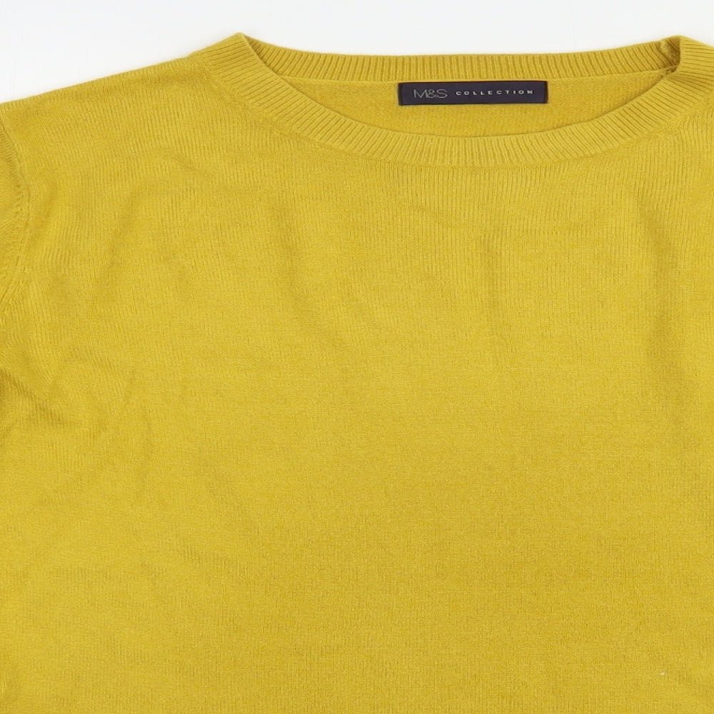 Marks and Spencer Womens Yellow Crew Neck  Acrylic Pullover Jumper Size 12