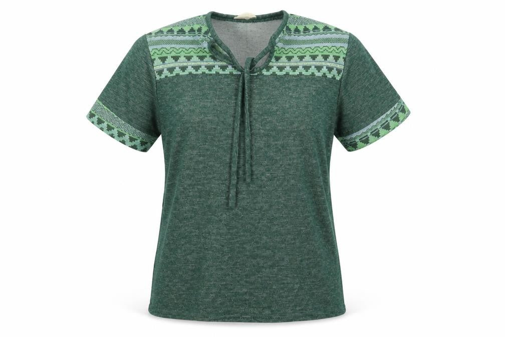 Preworn Womens Green V-Neck Geometric Acrylic Pullover Jumper Size M