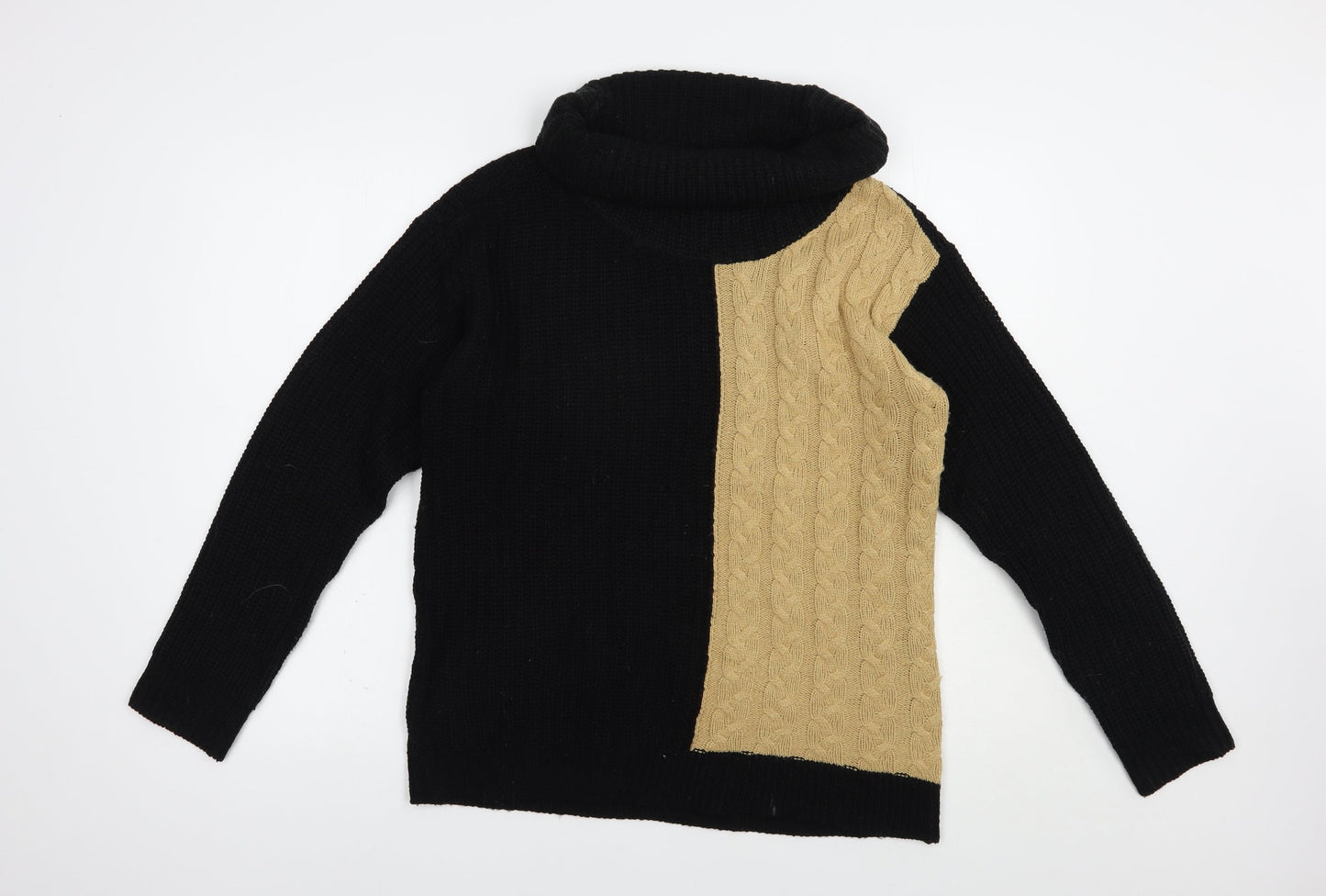 Select Womens Black Roll Neck  Acrylic Pullover Jumper Size L