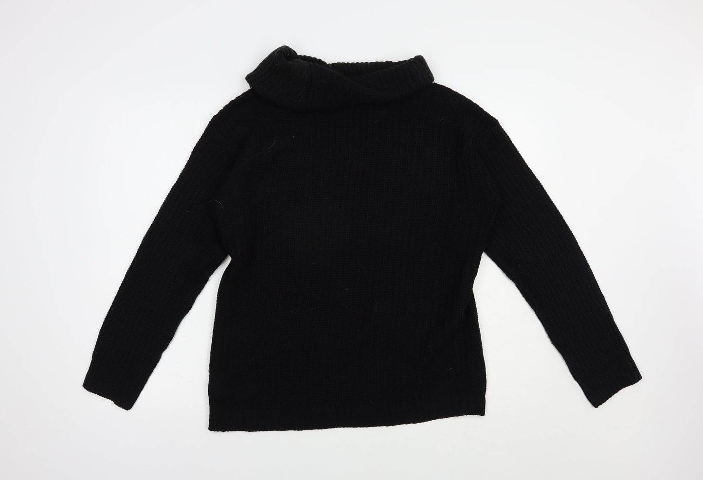Select Womens Black Roll Neck  Acrylic Pullover Jumper Size L