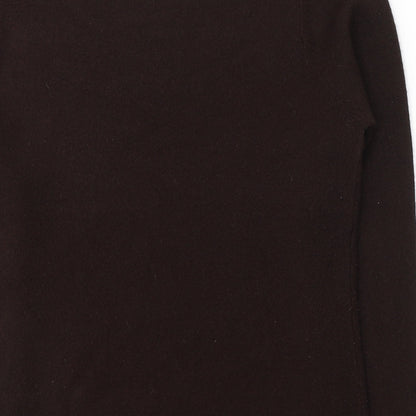 Ellie Louise Womens Brown  Acrylic Basic Blouse Size S Round Neck