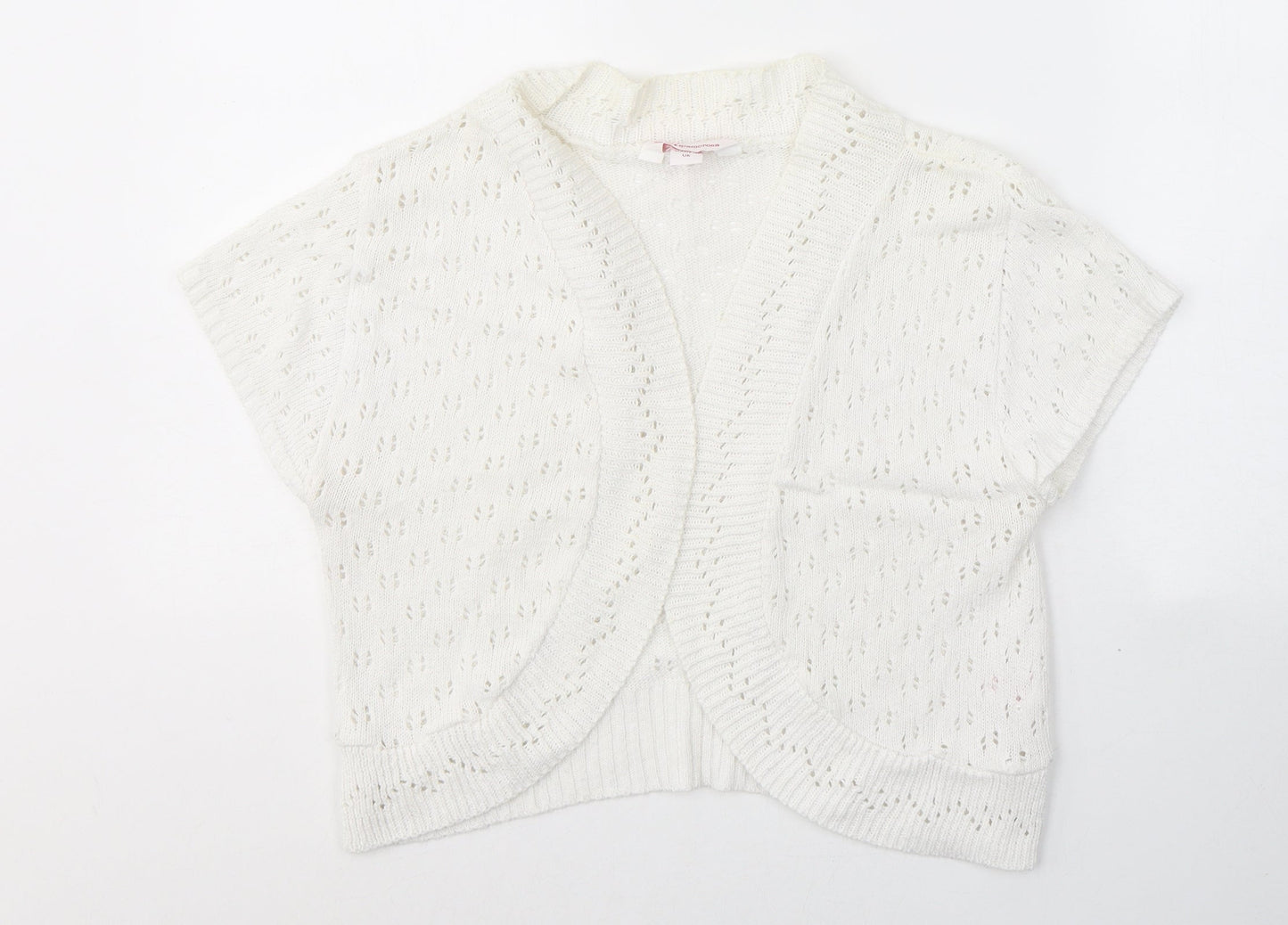 Glamorosa Womens White V-Neck  Cotton Cardigan Jumper Size 16