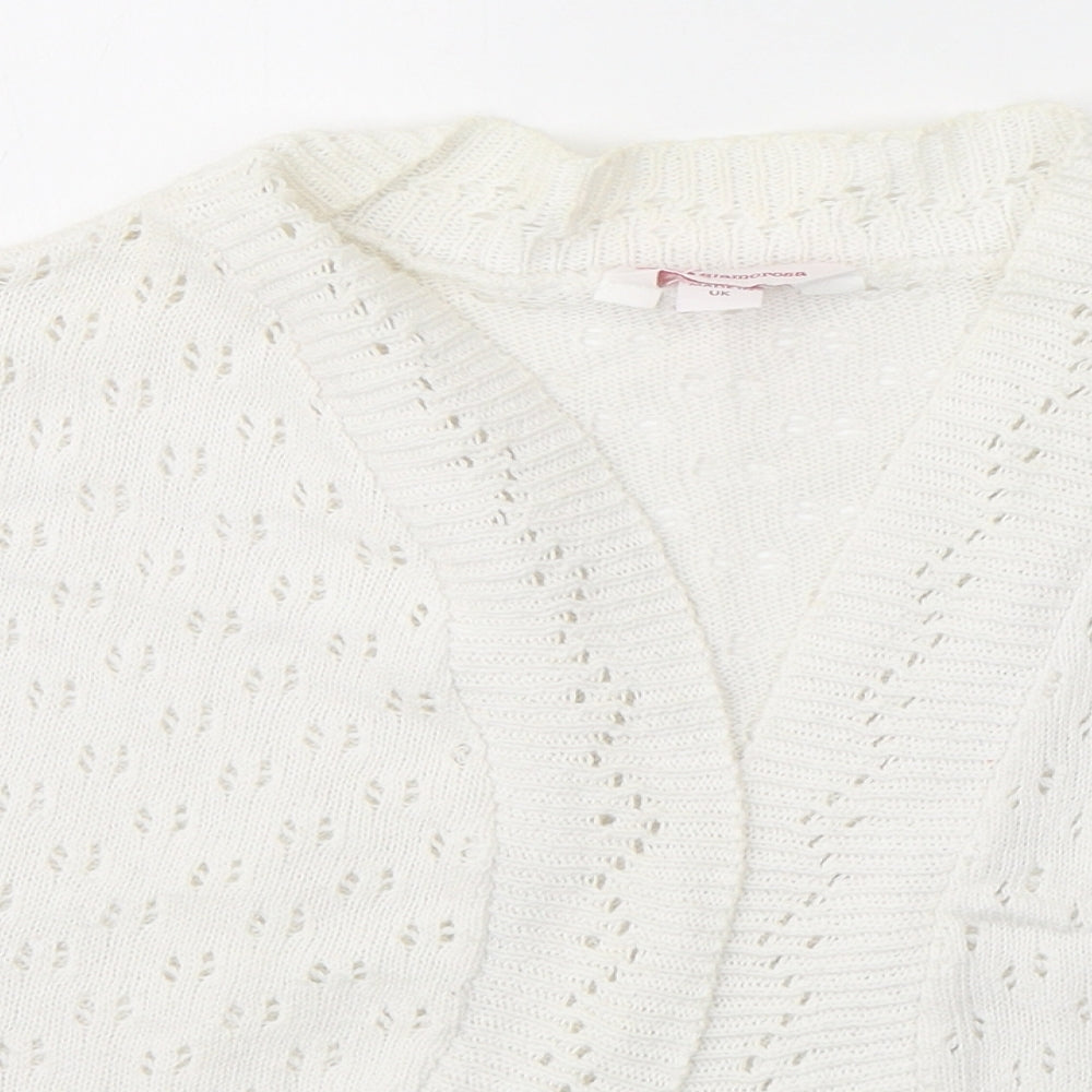 Glamorosa Womens White V-Neck  Cotton Cardigan Jumper Size 16